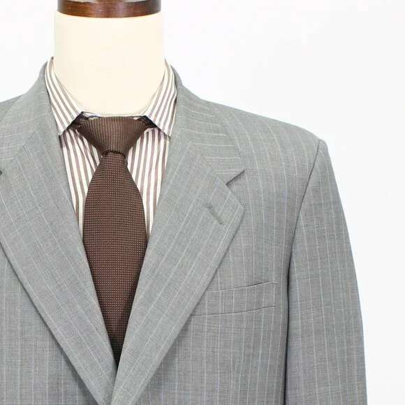 Tom James 44S 40x26 Gray Striped 2-Button Suit R458 - Picture 7 of 15